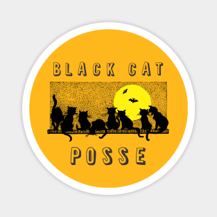 Halloween Superstition Black Cat Posse with Bats Magnet